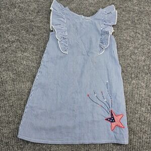 Beebay Girls Seersucker Stripe Star Embroidered Dress 3T